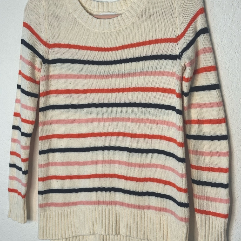 Striped old navy sweater - S - beige, orange, pink and navy